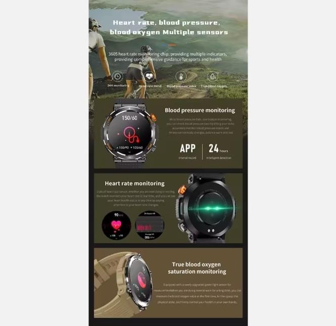 HT17 Smart Watch 2024 – Monitoreo de salud, resistente al agua IP67, batería de 450mAh, deportes al aire libre y función de llamadas. - Image 8